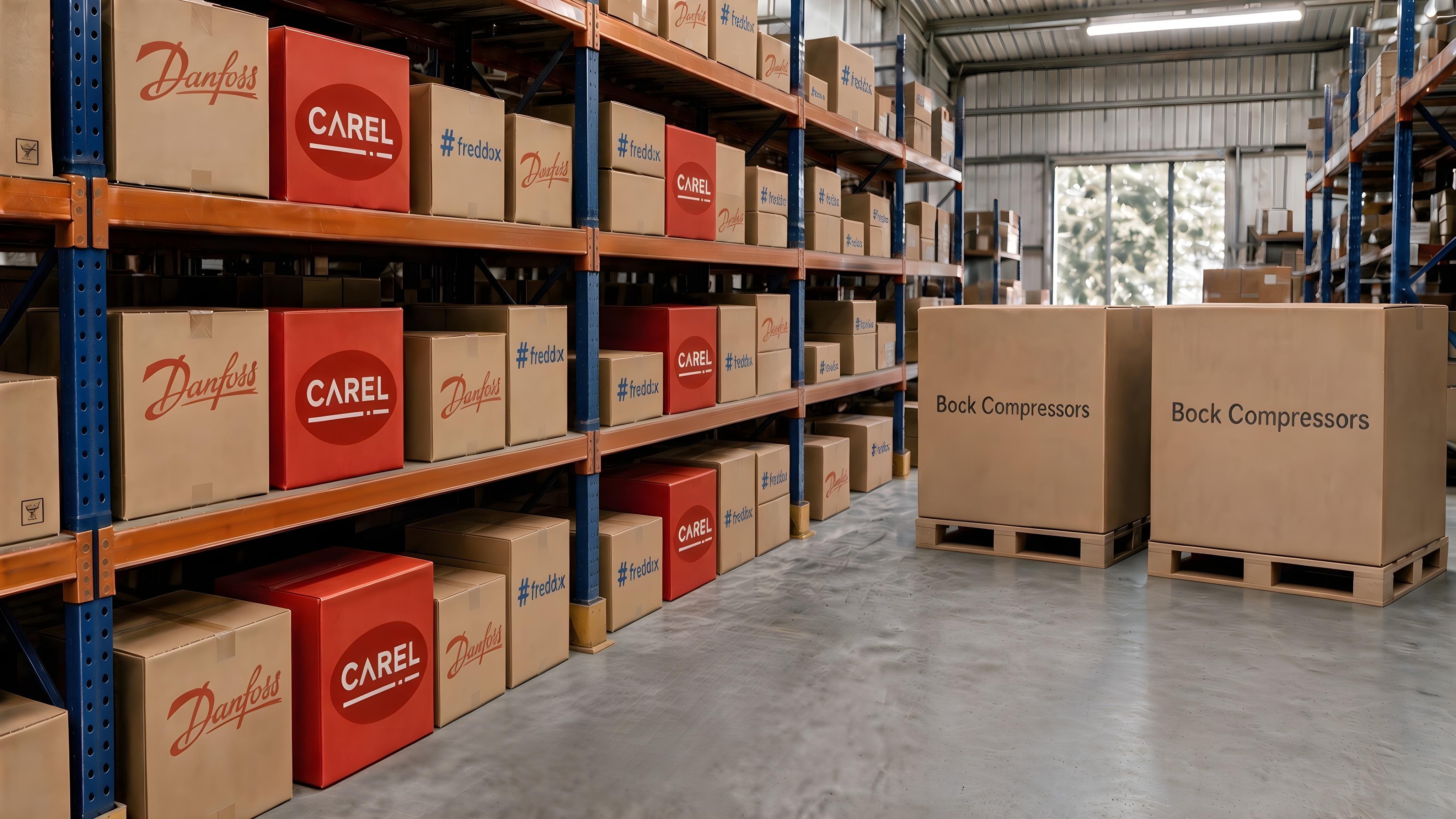 HVACR parts warehouse shelves
